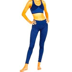 NWT VARLEY Quincy Tight Navy Blue Leopard Stripe Yoga Leggings XS